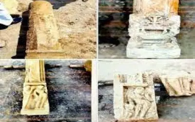 श्रीराम जन्मभूमि की खुदाई में मिले प्राचीन मंदिर के अवशेष