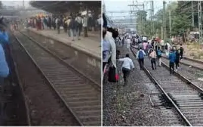 मुंबई लोकल ट्रेन में लगा ब्रेक, ओवरहेड वायर टूटने से यात्रियों की हुई परेशानी