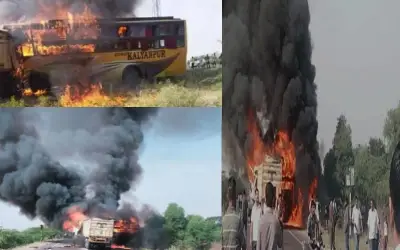 राजस्थान में बस-टैंकर की टक्कर में 12 लोग जिंदा जले