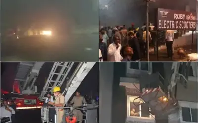 इलेक्ट्रिक बाइक शोरूम की बिल्डिंग में आग से आठ की मौत, चार घायल
