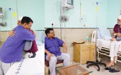 केजरीवाल ने अस्पताल में की सत्येंद्र जैन से मुलाक़ात