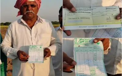 512 किलो प्याज बेचने के बाद किसान को मिला सिर्फ दो रुपए का चेक