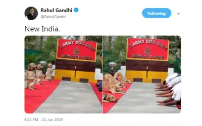योग दिवस पर राहुल ने जवानों का किया अनादर