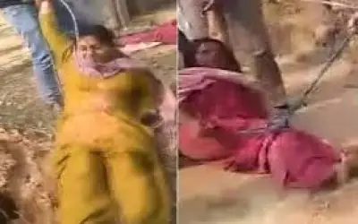 ममता दीदी के नेता ने महिला को रस्सी से बांधकर सड़क पर घसीटवाया