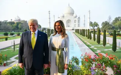 अपने परिवार के साथ ताज का दीदार करने पहुंचे ट्रंप