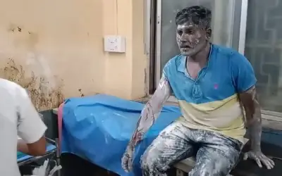 The young man was thrashed and pushed into the boiled lime in Satara district